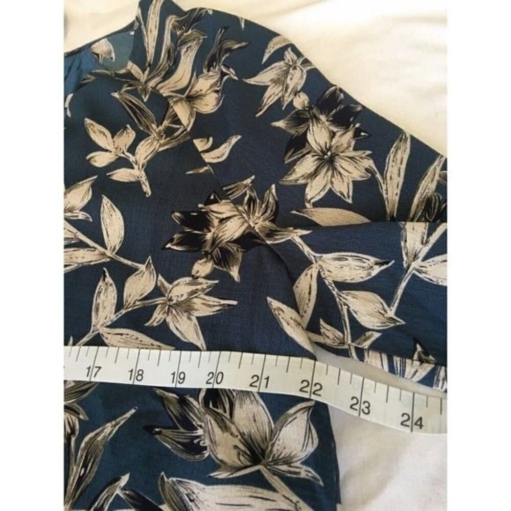 Love Sadie Dress Size XL Teal Floral Long Sleeve Elastic Wrist Lined - Picture 7 of 12